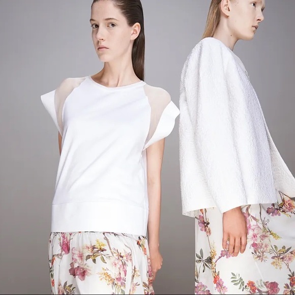 GIAMBATTISTA VALLI Silk Organza Raglan Tee in White - Picture 11 of 11